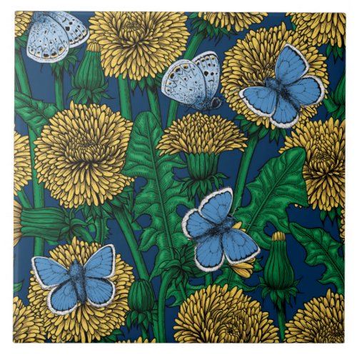 Dandelion medow ceramic tile