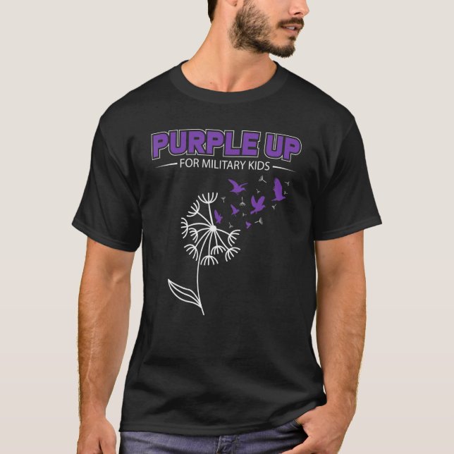 Dandelion Military Purple Supports Navy Child Army T-Shirt (Front)