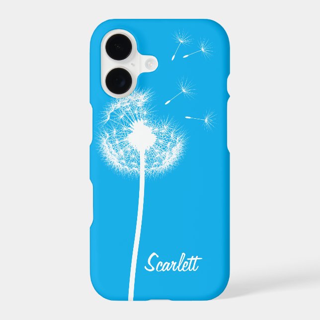 Dandelion Monogrammed Bright Blue iPhone 7 Plus Case (Back)