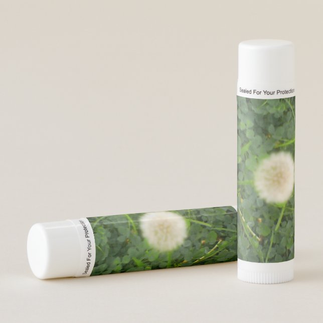 Dandelion Nestled in Green Clovers Lip Balm (Front)