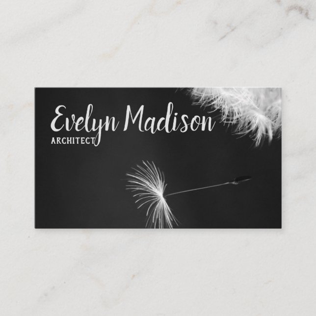 Dandelion On Black Background Business Card (Front)