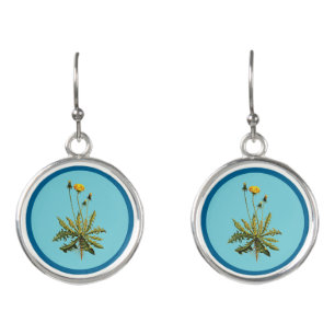Dandelion On Blue Earrings