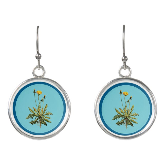 Dandelion On Blue Earrings (Front)
