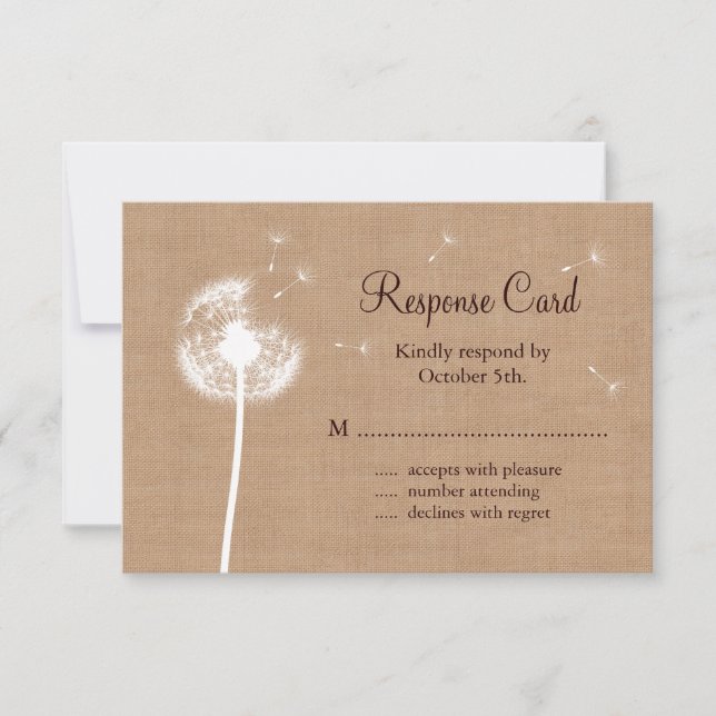 Dandelion on Burlap RSVP Card (Front)