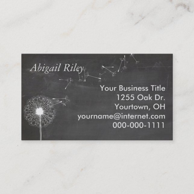 Dandelion on Chalkboard Business Card (Front)