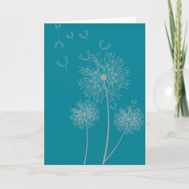 Dandelion on color modern floral birthday card (Front)