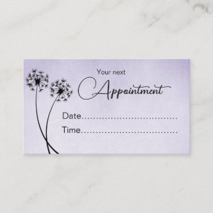 Dandelion on lavender water colour effect simple appointment card
