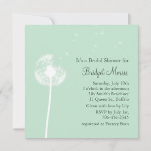 Dandelion on Mint Bridal Shower Invitation