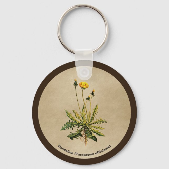 Dandelion On Old Paper Keychain (Front)