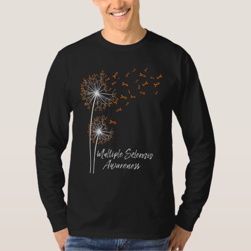 Dandelion Orange Ribbon Multiple Sclerosis Awarene T_Shirt