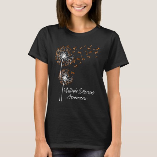 Dandelion Orange Ribbon Multiple Sclerosis Awarene T_Shirt