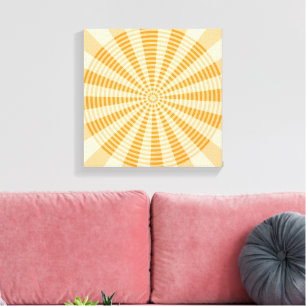 Dandelion, Orange Spiral, Boho Abstract Art Canvas Print