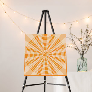 Dandelion, Orange Spiral, Boho Abstract Art Foam Board