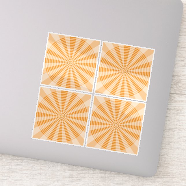 Dandelion, Orange Spiral, Boho Abstract Art Sticker (Detail)