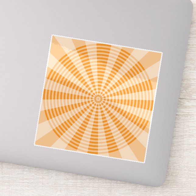 Dandelion, Orange Spiral, Boho Abstract Art Sticker (Detail)