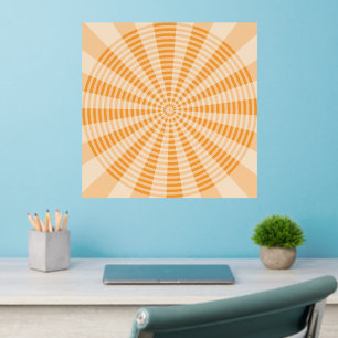 Dandelion, Orange Spiral, Boho Abstract Art Wall Decal