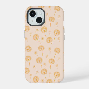 Dandelion Pattern iPhone 14 Tough Funda, Brillante 15 Case