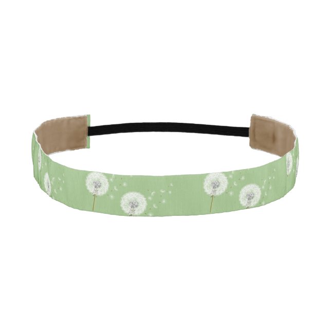 Dandelion Pattern on Green Background Athletic Headband (Front)