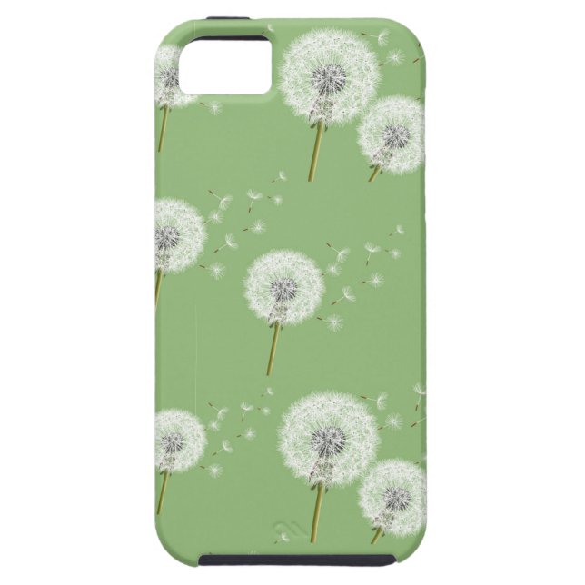 Dandelion Pattern on Green Background Case-Mate iPhone Case (Back)
