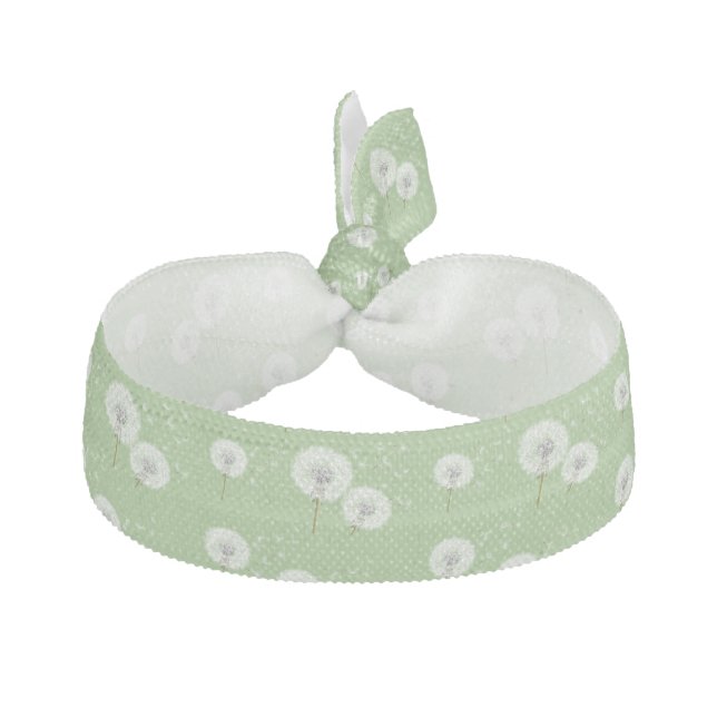 Dandelion Pattern on Green Background Elastic Hair Tie (Front)