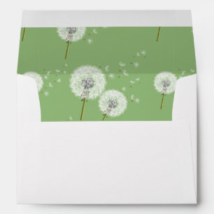 Dandelion Pattern on Green Background Envelope