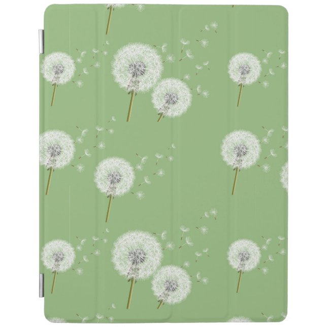 Dandelion Pattern on Green Background iPad Smart Cover (Front)