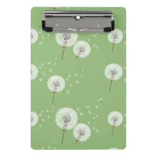 Dandelion Pattern on Green Background Mini Clipboard