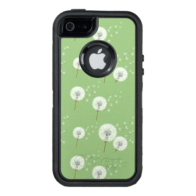 Dandelion Pattern on Green Background Otterbox iPhone Case (Back)