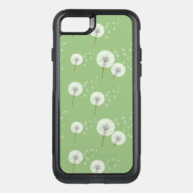 Dandelion Pattern on Green Background Otterbox iPhone Case (Back)