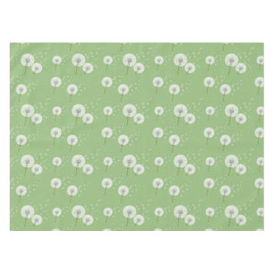 Dandelion Pattern on Green Background Tablecloth