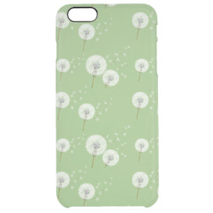 Dandelion Pattern on Green Background Clear iPhone 6 Plus Case