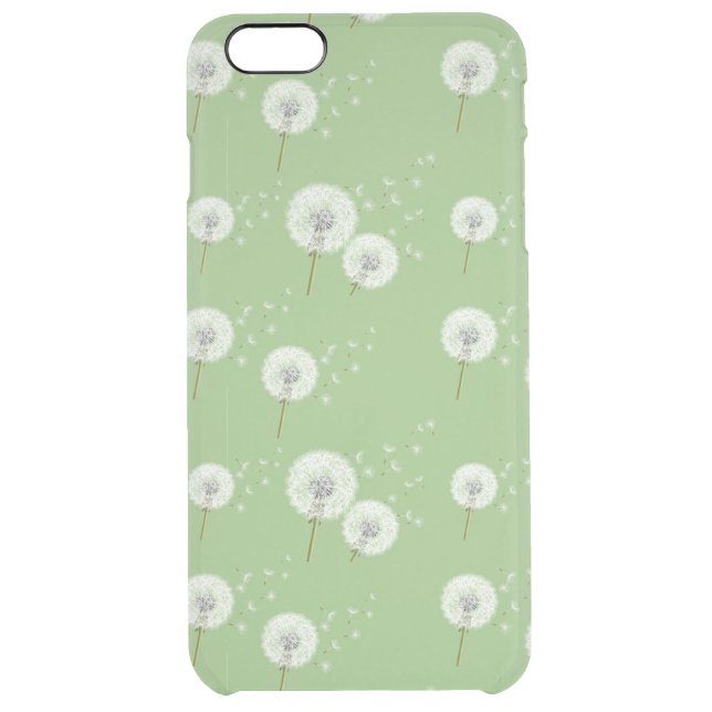 Dandelion Pattern on Green Background Uncommon iPhone Case (Back)