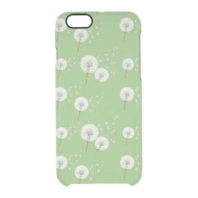 Dandelion Pattern on Green Background Uncommon iPhone Case (Back)