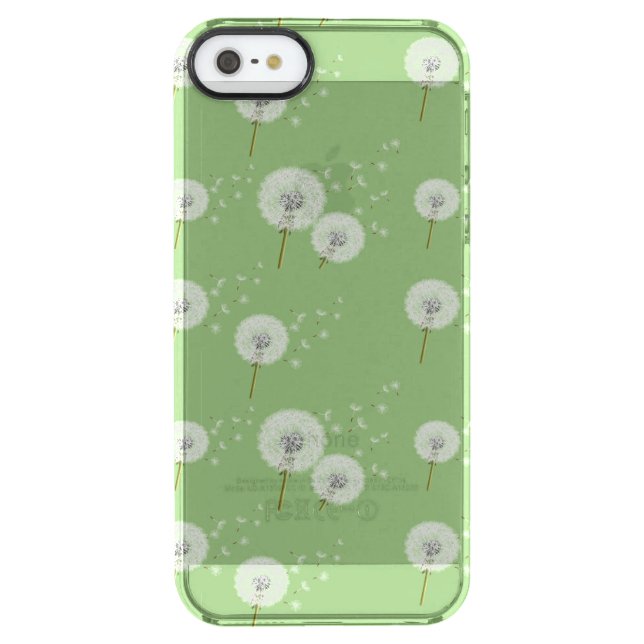 Dandelion Pattern on Green Background Uncommon iPhone Case (Back)