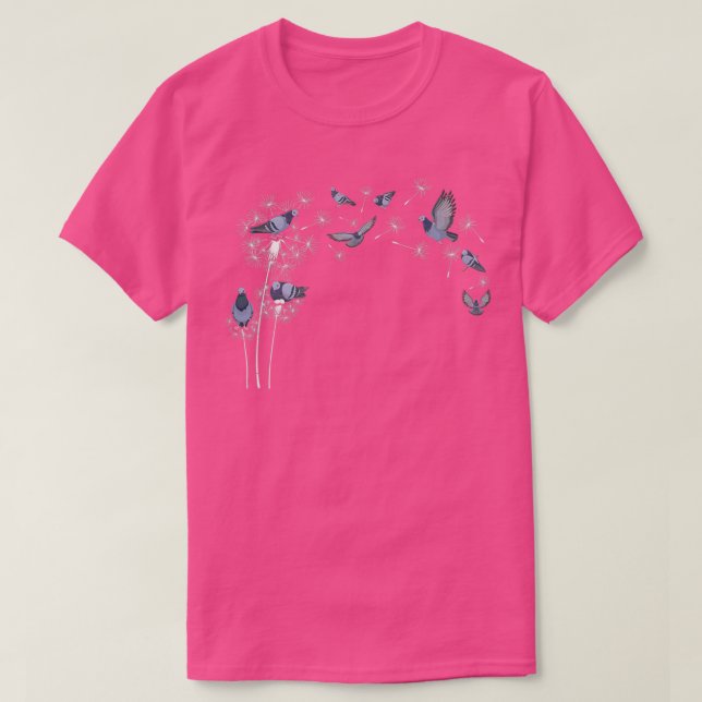 Dandelion Pigeon Bird Whisperer Stay Coo Flying 4 T-Shirt (Design Front)
