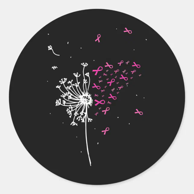 Dandelion Pink Ribbon Cool Breast Cancer Awareness Classic Round ...