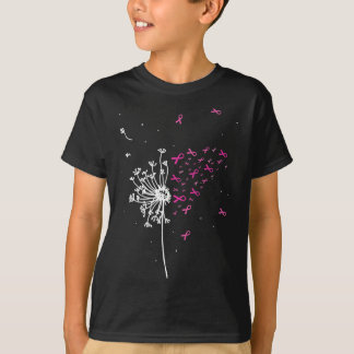 Dandelion Pink Ribbon Cool Breast Cancer Awareness T-Shirt