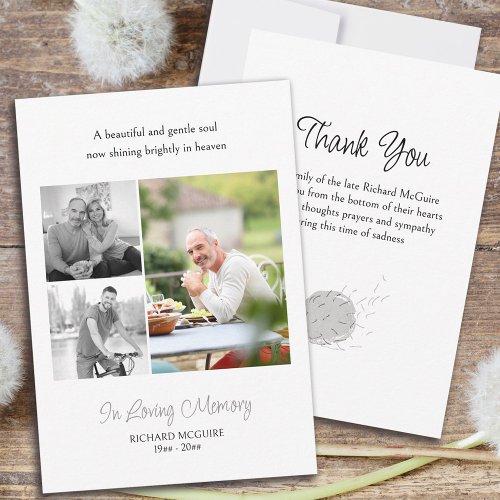 Dandelion Puff 3 Photo Gentle Soul Funeral Thank You Card