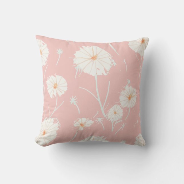 Dandelion Puff Accent Pillow Pink (Front)