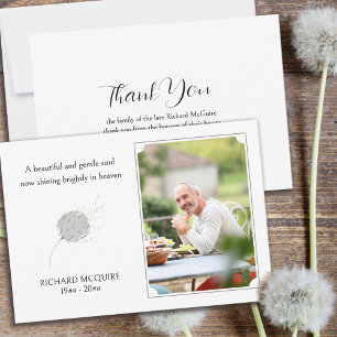 Dandelion Puff Gentle Soul Photo Funeral Thank Thank You Card
