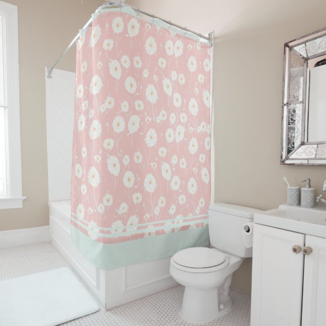 Dandelion Puff in Pink Shower Curtain (In Situ)