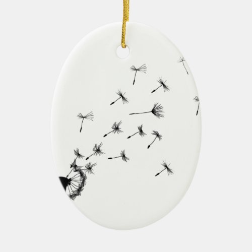 Dandelion puff in the wind ceramic ornament