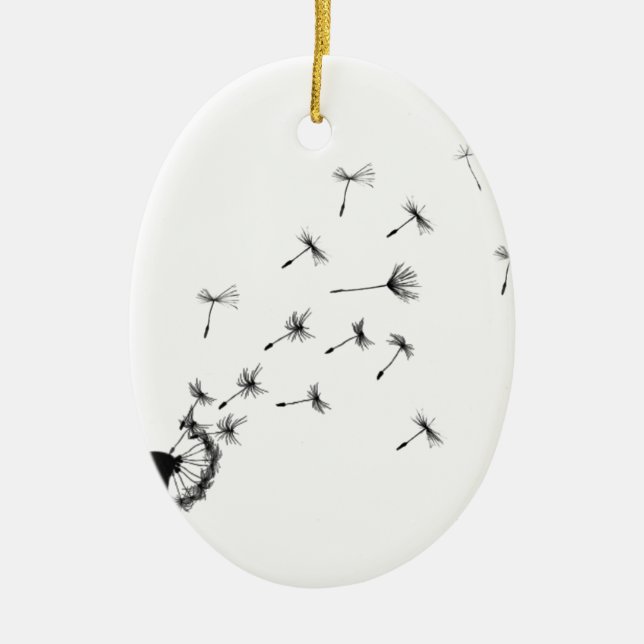 Dandelion puff in the wind ceramic ornament (Front)