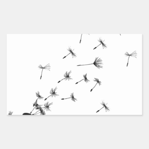 Dandelion puff in the wind rectangular sticker