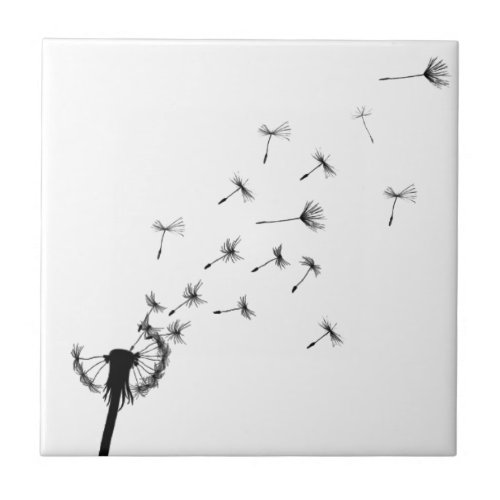 Dandelion puff in the wind tile