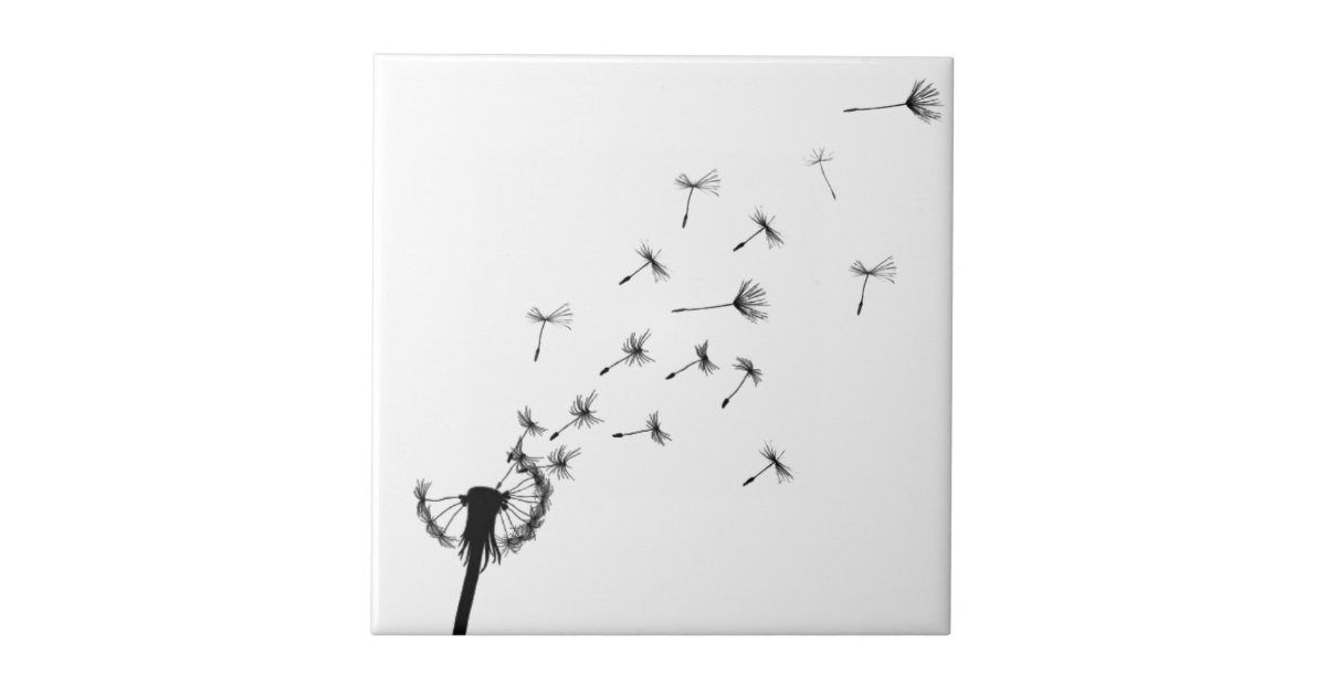 6-Inch 3dRose ct_51762_2 Black and White Dandelion Puff-Ceramic Tile 6-Inch 3dRose ct_51762_2 Black and White Dandelion Puff-Ceramic Tile