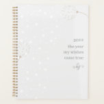 Dandelion Puffs and Stars Gray White Monogrammed Planner<br><div class="desc">Undated planner with fully editable text, which you can personalize with your name and the year. If you wish, you can also edit the manifestation and positivity quote which currently reads "the year my wishes came true". This modern and gentle design has dandelion puff seed heads and white stars on...</div>