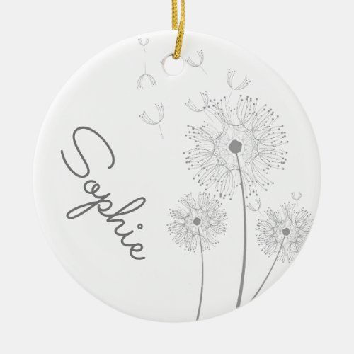 Dandelion pure modern flower art name ceramic ornament