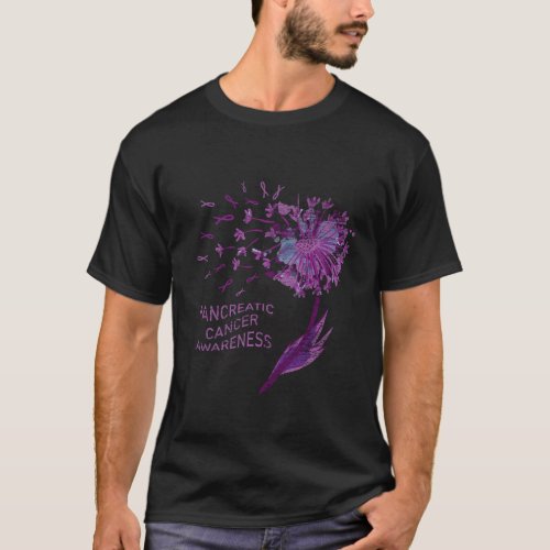 Dandelion Purple Ribbon Pancreatic Cancer Awarenes T_Shirt