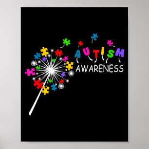Dandelion puzzle piece autism awareness kids men poster